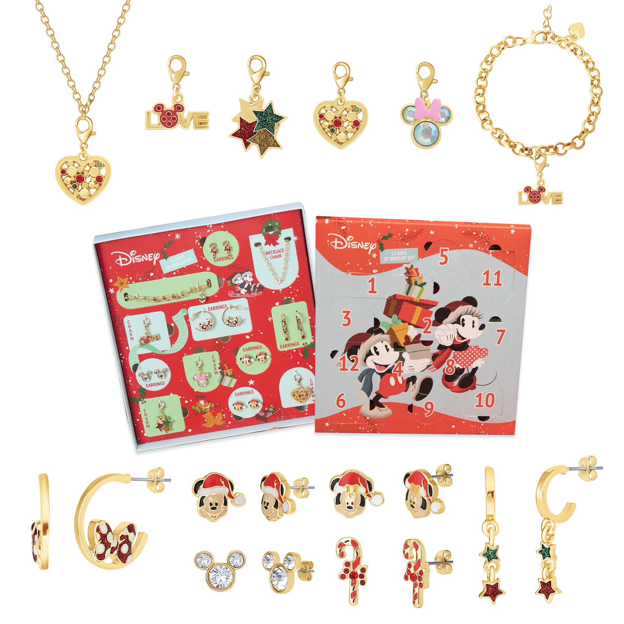 クリスマスボックスファイル(ミニー) Amazon.com: Disney Mickey & Minnie Mouse Jewelry Advent Gift Set